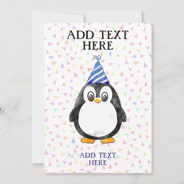 Convite Aniversário de Bebê Pinguim Fofo (Frente)