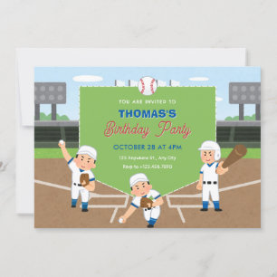 Convite Aniversário de beisebol divertido