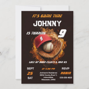Convite Aniversário de beisebol personalizado para menino