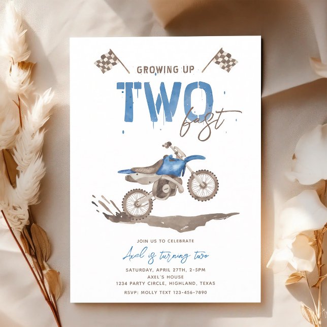 Convite Aniversário de Bicicleta de Terra Azul Rápida (Criador carregado)