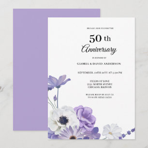 Convite Aniversário de Bodas de 50 Anos com Elegância Flor