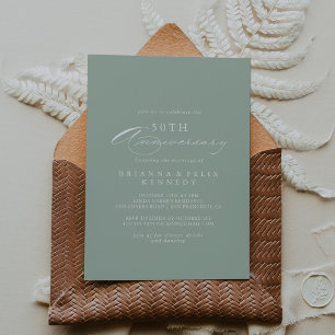 Convite Aniversário de Bodas de 50 anos em Verde Branco Ca