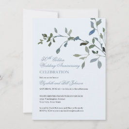 Convite Aniversário de Bodas de Água Azul Elegante em Aqua