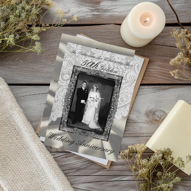 Convite Aniversário de Bodas de Ouro 50º Foto Moderna (Criador carregado)