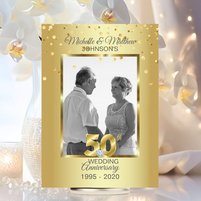 Convite Aniversário de Bodas de Ouro 50 Personalizado (Elegant Gold 50th Golden Wedding Anniversary Invitation)