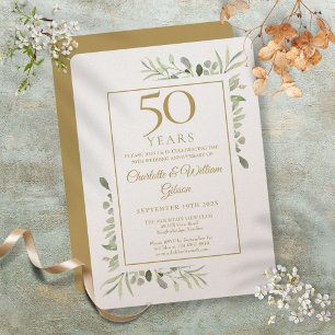Convite Aniversário de Bodas de Ouro de 50 anos Luxuoso co