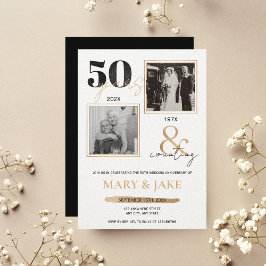 Convite Aniversário de Bodas de Ouro Então & Agora 50 anos