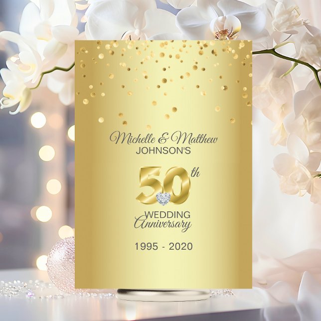 Convite Aniversário de Bodas de Ouro Personalizado 50º (Personalized 50th Golden Wedding Anniversary Invitation)