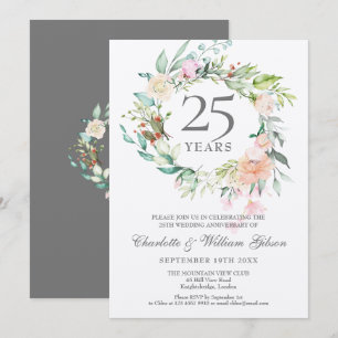 Convite Aniversário de Bodas de Prata 25 anos Floral