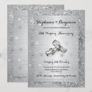 Convite Aniversário de Bodas de Prata 25 anos Glitter Eleg