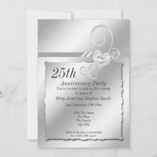 Convite Aniversário de Bodas de Prata Coração