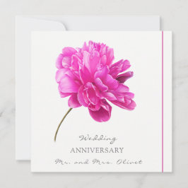 Convite Aniversário de Bodas de Qualquer Ano Peônia Rosa B