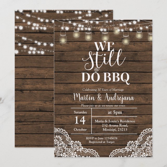 Convite Aniversário de Bodas de Renda Ainda Fazemos Aniver (Frente/Verso)