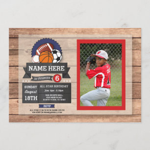 Convite Aniversário de Bola de Futebol do Star Sports Pho