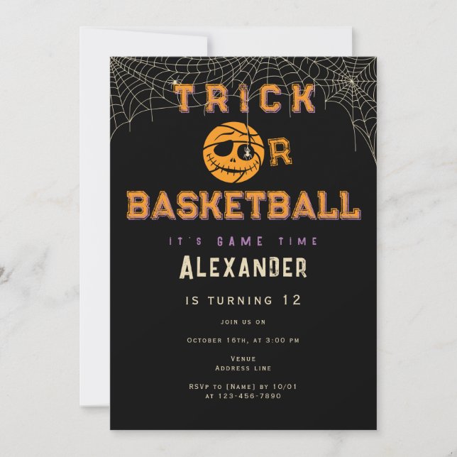 Convite Aniversário de Bola de Halloween ou Basket (Frente)