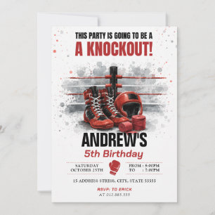 Convite Aniversário de Boxe Aquarela Personalizado