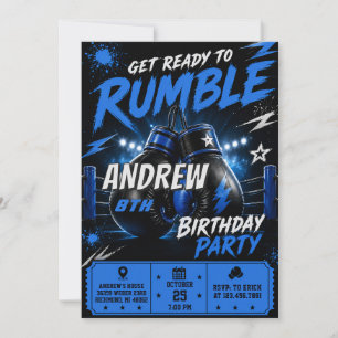 Convite Aniversário de Boxe de Lutador Personalizado