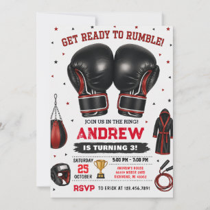 Convite Aniversário de Boxe Personalizado