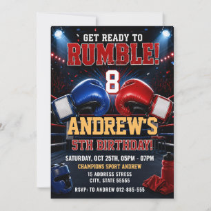 Convite Aniversário de boxe Pronto para Rumble Pessoal