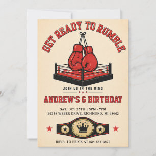 Convite Aniversário de Boxe Retro Pessoal