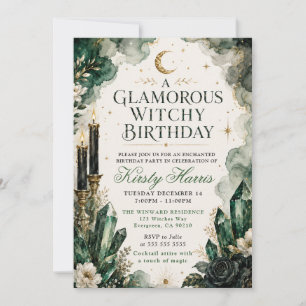 Convite Aniversário de Bruxa Glamouroso