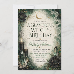 Convite Aniversário de Bruxa Glamouroso