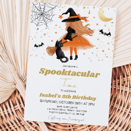 Convite Aniversário de Bruxaria Laranja no Halloween