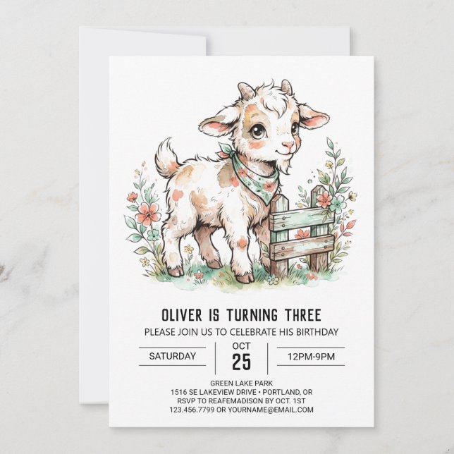 Convite Aniversário de Cabrito Rústico (Frente)
