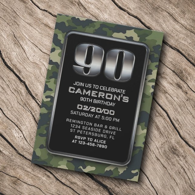 Convite Aniversário de Caça ao 90 Militar Camo (Criador carregado)