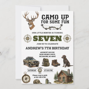 Convite Aniversário de caça com camuflagem personalizada