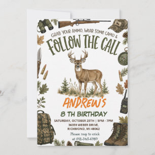 Convite Aniversário de Caça Personalizado ao Ar Livre