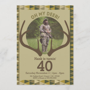 Convite Aniversário de caçadores de Camo Deer Antlers