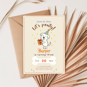 Convite Aniversário de Cachorrinho Fofinho Minimalista
