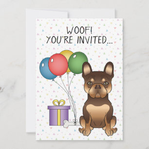 Convite Aniversário de Cachorro Fofo Bulldog Francês Choco