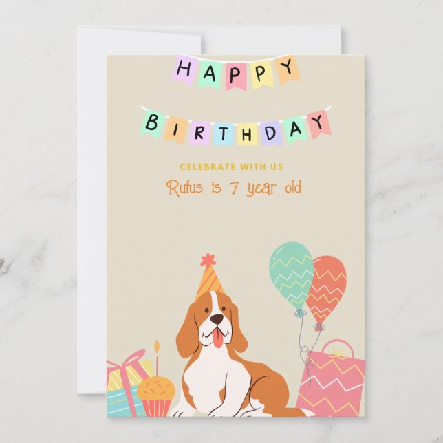 Convite aniversário de cachorro personalizado (Frente)