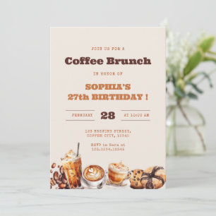 Convite Aniversário de Café Brunch Qualquer Idade