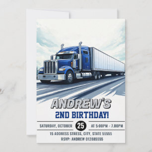 Convite Aniversário de Caminhão Semi-Reboque Personalizado
