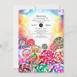 Convite Aniversário de Candyland Mágica com Espumas