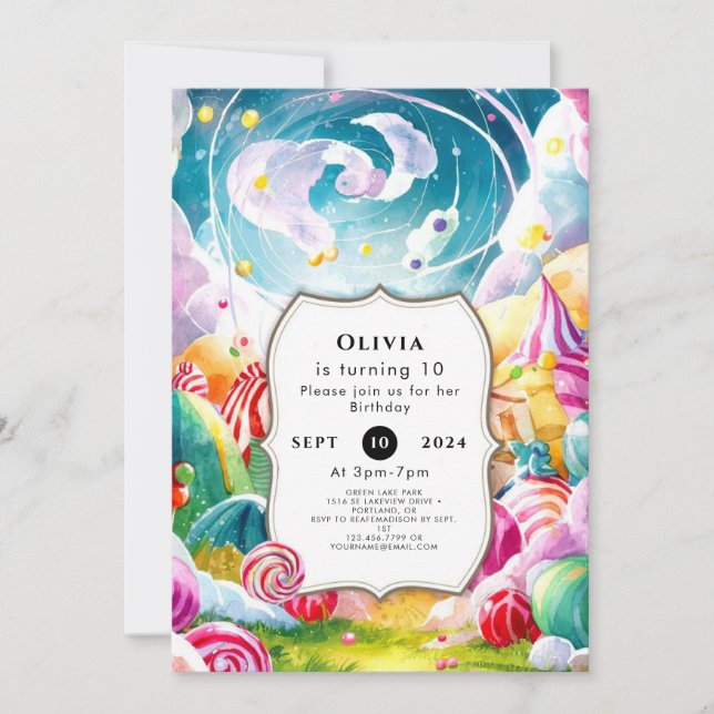 Convite Aniversário de Candyland Simples (Frente)