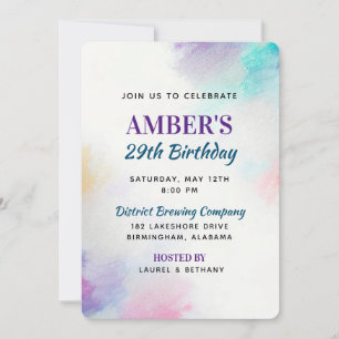 Convite Aniversário de Canvas pintada