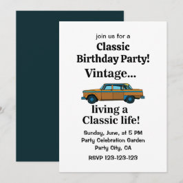 Convite Aniversário de Carro Clássico Antigo