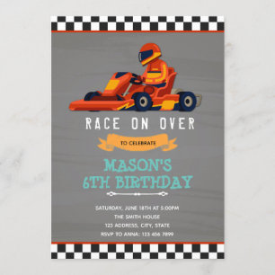 Convite aniversário de carro de corrida de kart