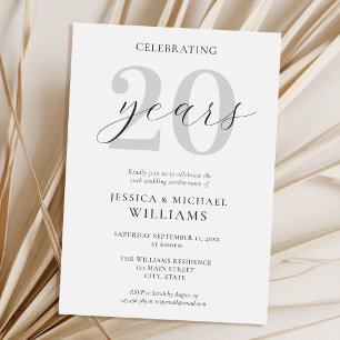 Convite Aniversário de Casamento 20 minimalista elegante m