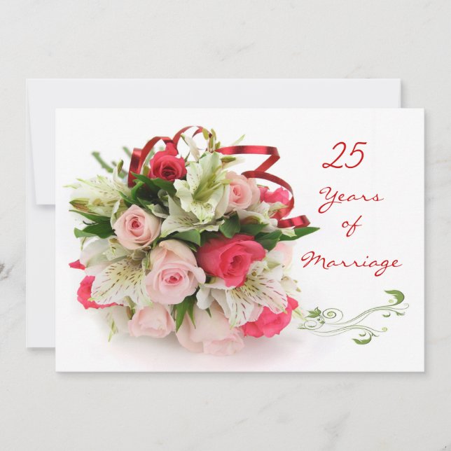 Convite Aniversário de Casamento 25. Rosas e lírios (Frente)