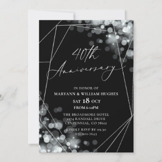 Convite Aniversário de Casamento 40 da Silver & Black