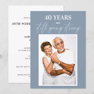Convite Aniversário de Casamento Azul Empoeirado Qualquer