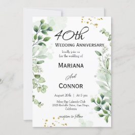 Convite Aniversário de Casamento Boho Caprichoso com Verde