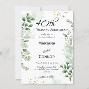 Convite Aniversário de Casamento Boho Caprichoso com Verde