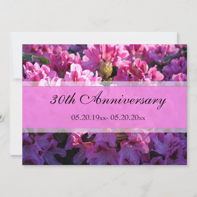 Convite Aniversário de casamento com azálea rosa em flor (Frente)