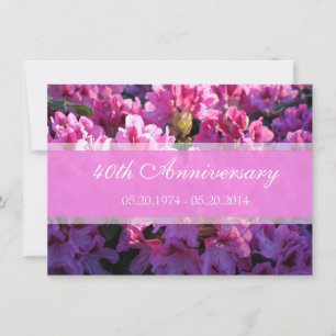 Convite Aniversário de casamento com azálea rosa em flor